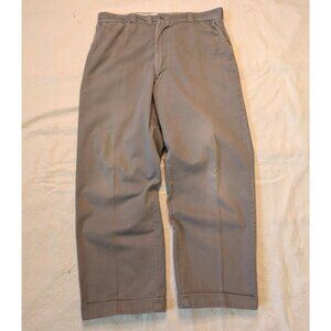 Penneys Big Mac 50s Double Barrel Twill Gray Cotton Cuffed Chinos Size 34 Short